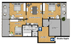 Studio Apple in Stepanska street Floor plan