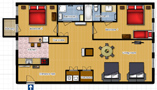 Riverview Apartment Prague 2 bathrooms Floor plan