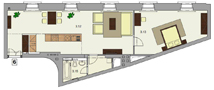 Rezidence Ostrovni - Ostrovn&iacute;-One Bedroom No.6 Floor plan